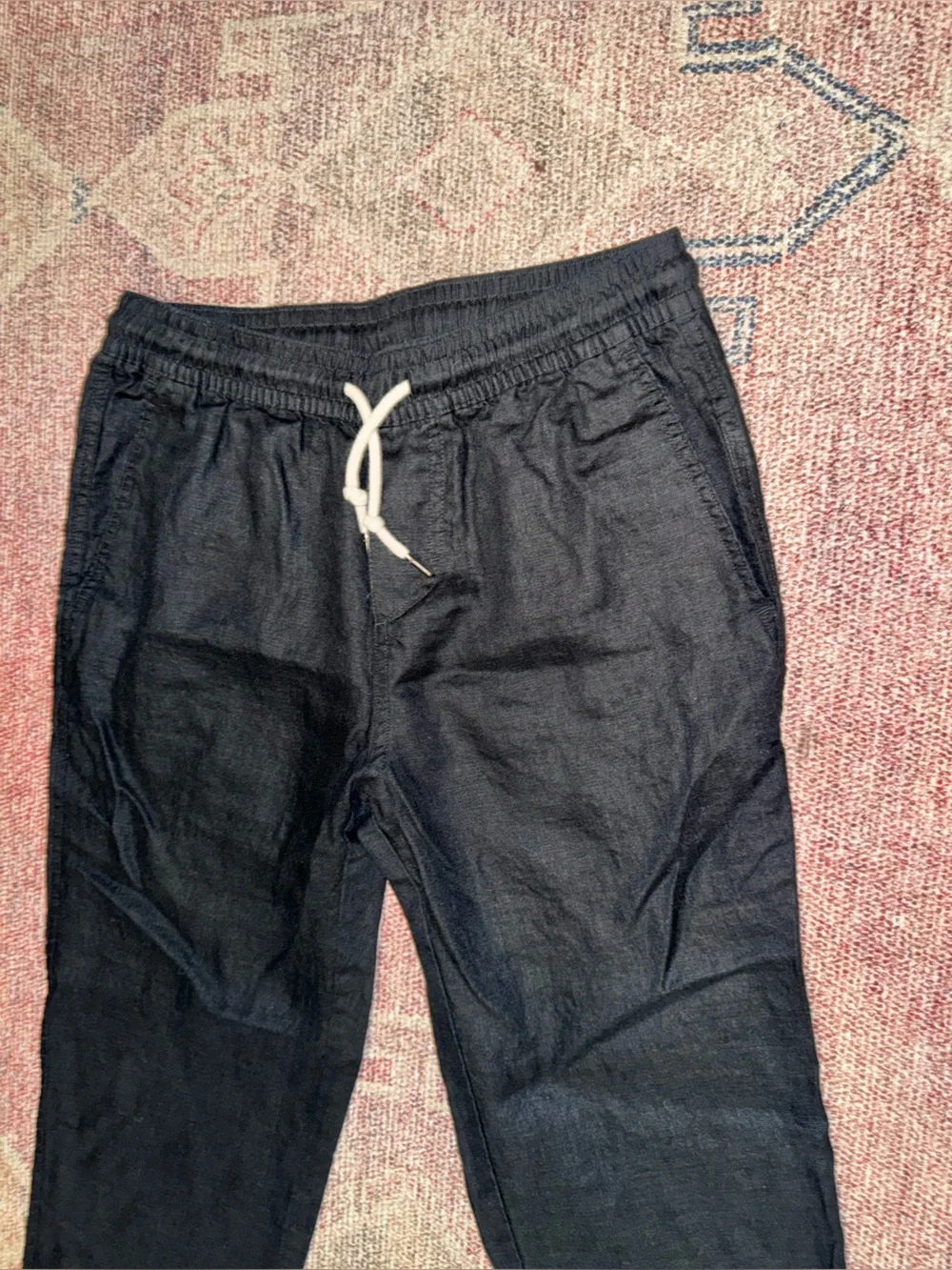 Quince European linen black drawstring beach pants size small like new
